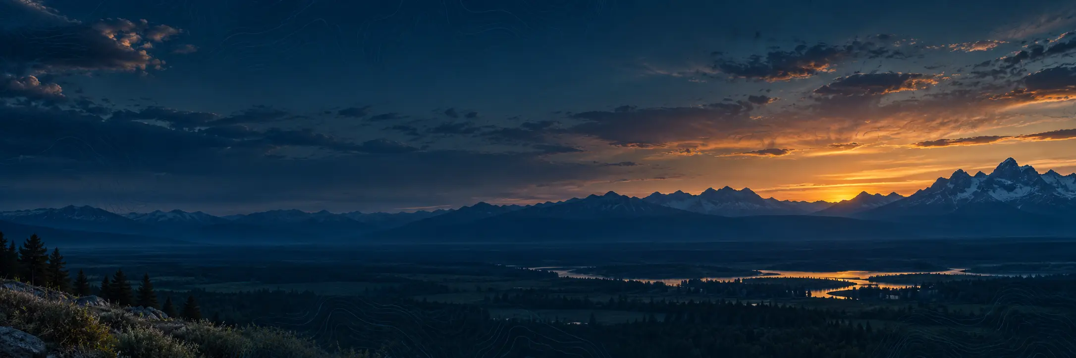 Wyoming mountain horizon at twilight