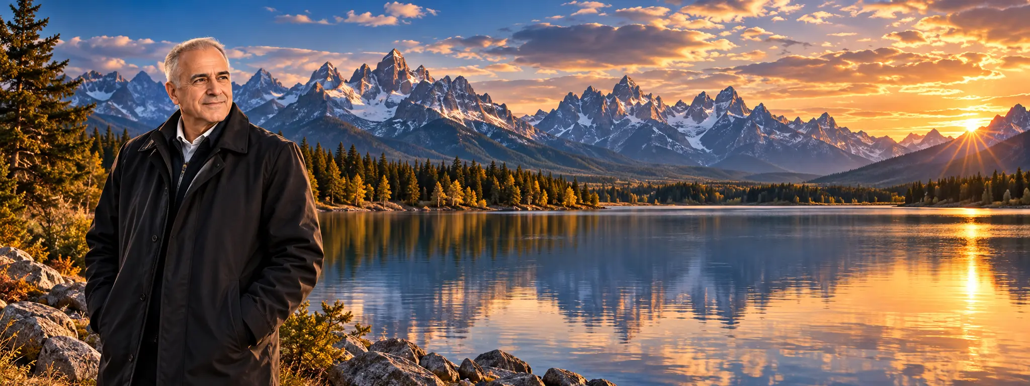 Morad Shaker looking across the Wyoming landscape