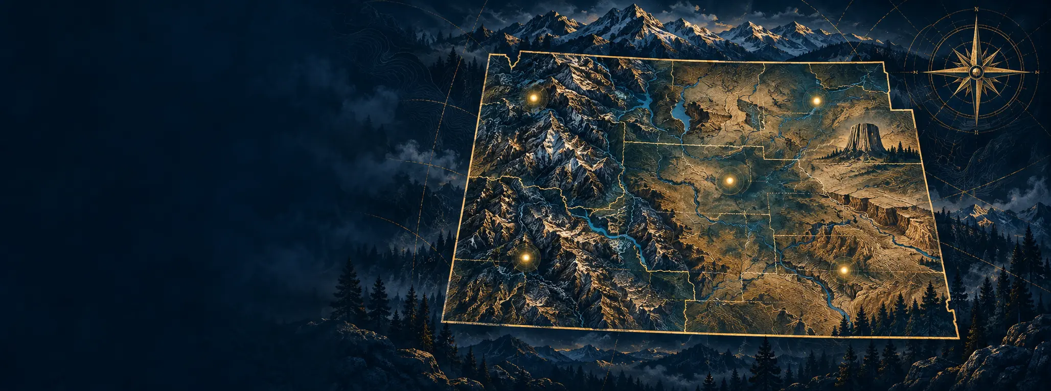 Map of Wyoming travel regions
